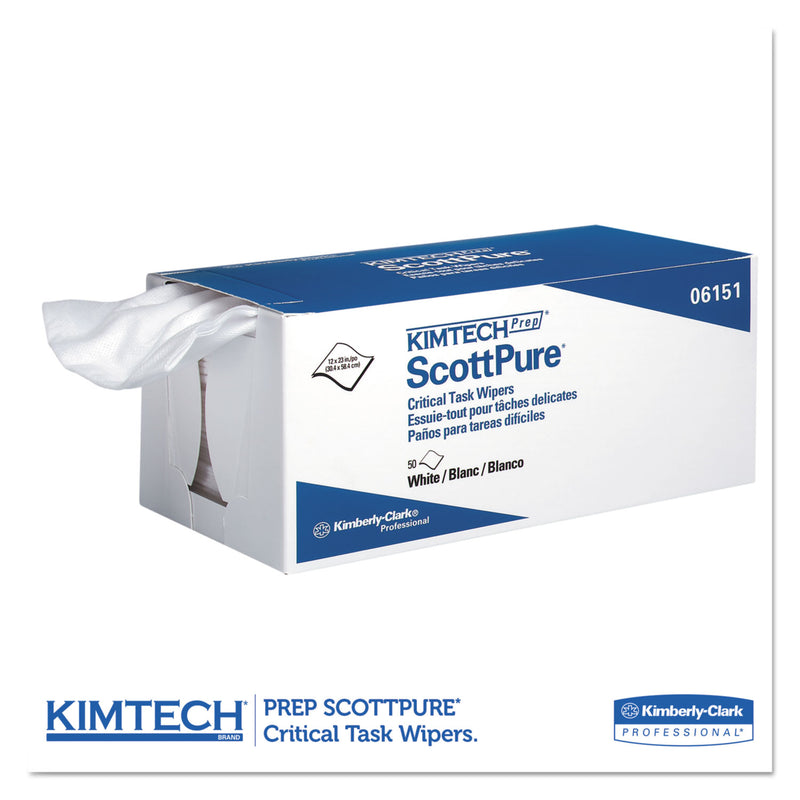 Kimtech Scottpure Critical Task Wipers, 12 X 23, White, 50/Bx, 8 Boxes/Carton - KCC06151