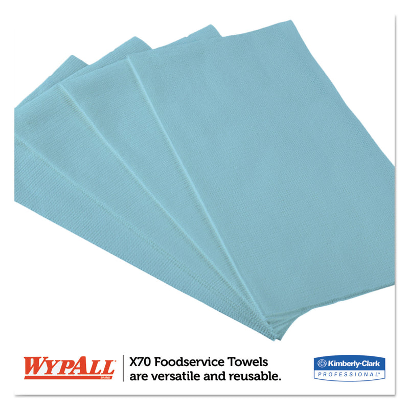 Wypall X70 Foodservice Towels, 1/4 Fold, 12 1/2 X 23 1/2, Blue, 300/Carton - KCC05927