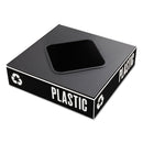 Safco Public Square Recycling Container Lid, Square Opening, 15.25 X 15.25 X 2, Black - SAF2989BL
