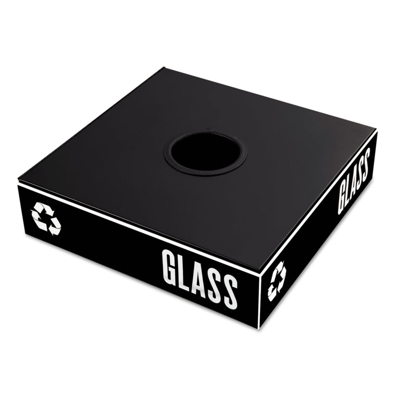 Safco Public Square Recycling Container Lid, Circular Opening, 15.25 X 15.25 X 2, Black - SAF2988BL
