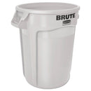 Rubbermaid Round Brute Container, Plastic, 10 Gal, White - RCP2610WHI
