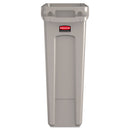 Rubbermaid Slim Jim Receptacle With Venting Channels, Rectangular, Plastic, 23 Gal, Beige - RCP354060BG