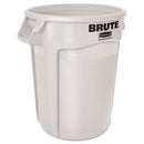 Rubbermaid Round Brute Container, Plastic, 32 Gal, White - RCP2632WHI