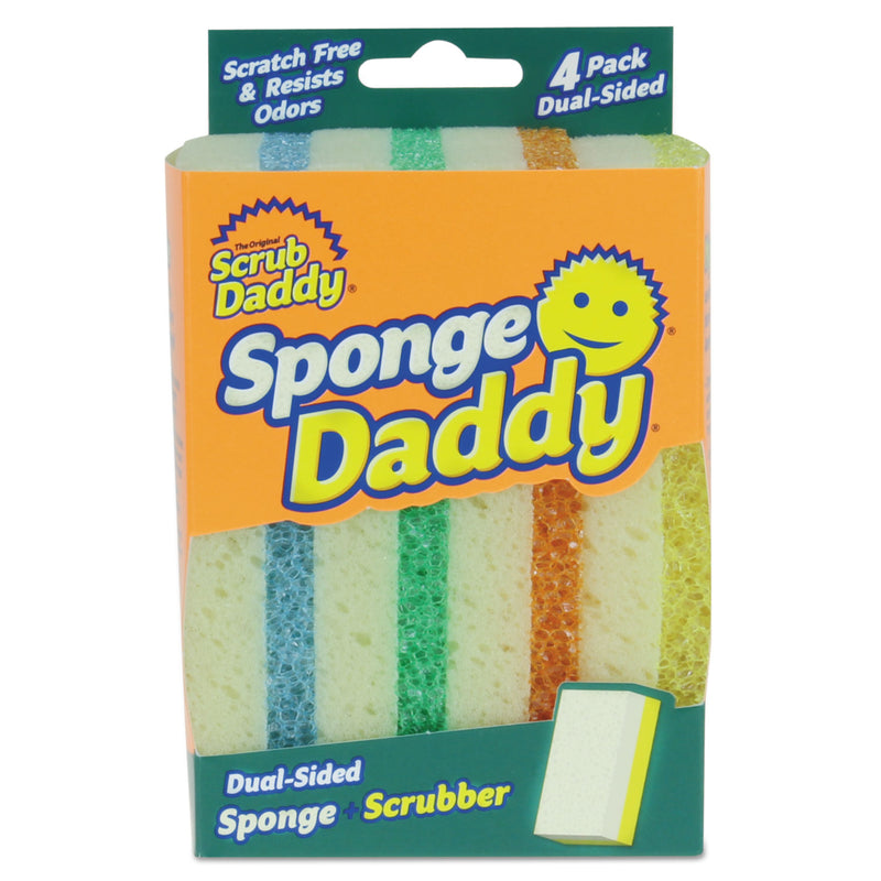 Scrub Daddy Sponge Daddy Dual-Sided Sponge, 3 3/8 X 5.563 X 2 5/8, Assorted,4/Pk,20Pk/Ctn - SCBSPDDY4