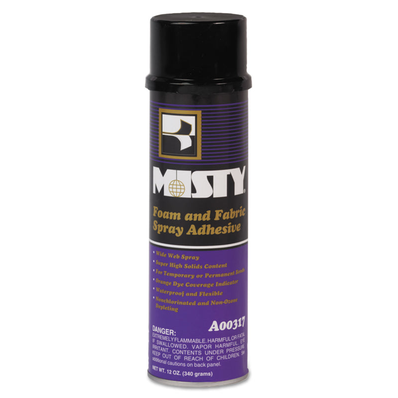 Misty Foam And Fabric Spray Adhesive, 12 Oz, Dries Clear, 12/Carton - AMR1028374