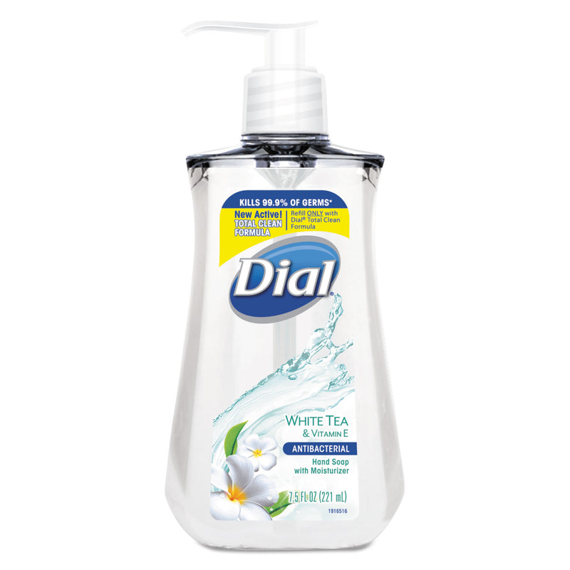 Dial Antibacterial Liquid Soap, White Tea, 7.5 Oz Pump Bottle, 12/carton - DIA02660CT