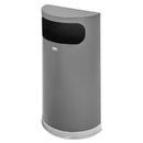 Rubbermaid Half Round Flat Top Waste Receptacle, 9 Gal, Anthracite Metallic W/Chrome Trim - RCPSO820PLANT