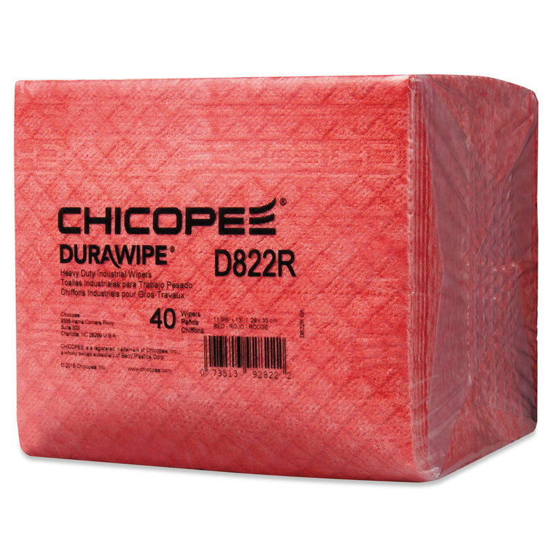 Chicopee Durawipe Heavy-Duty Industrial Wipers, 11.6 X 13, Red, 1/4 Fold,40/Pack,5Pk/Ct - CHID822R