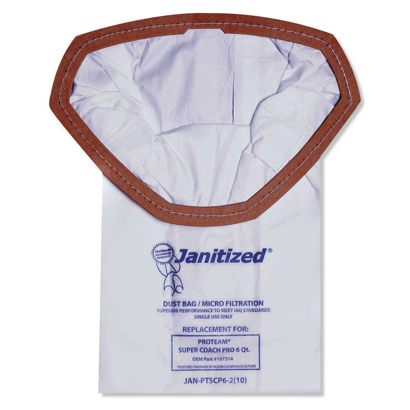 Janitized Vacuum Filter Bags Designed To Fit Proteam Super Coach Pro 6/Gofree Pro, 100/Ct - APCJANPTSCP62