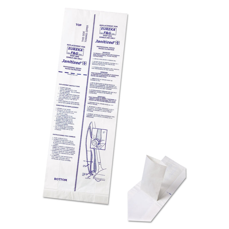 Janitized Vacuum Filter Bags Designed To Fit Eureka F & G, 100/Carton - APCJANEUFG10