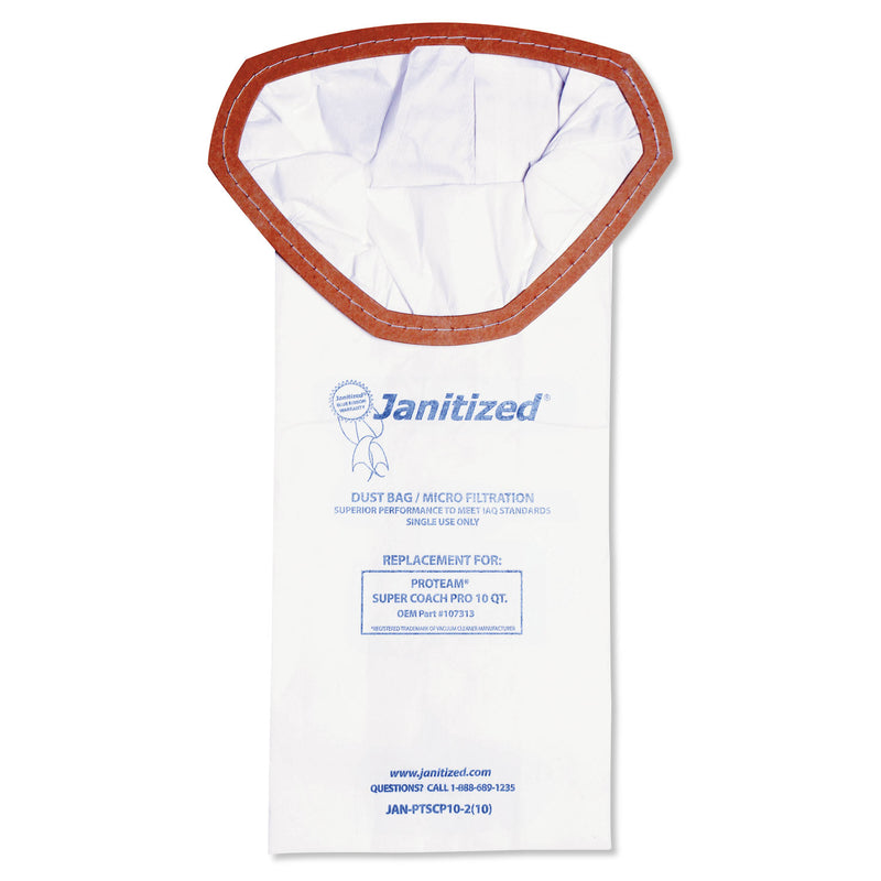 Janitized Vacuum Filter Bags Designed To Fit Proteam Super Coach Pro 10, 100/Ct - APCJANPTSCP102