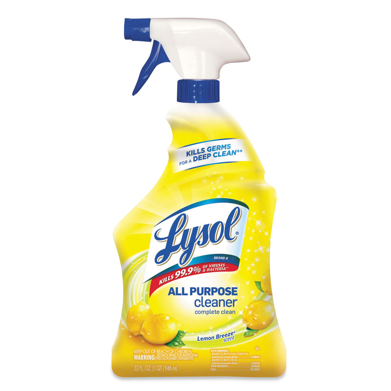 Lysol Ready-To-Use All-Purpose Cleaner, Lemon Breeze, 32 Oz Spray Bottle, 12/Carton - RAC75352CT