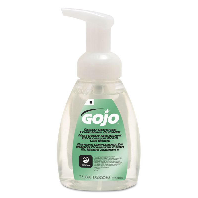 GOJO Green Certified Foam Soap, Fragrance-Free, Clear, 7.5 Oz Pump Bottle - GOJ571506CT
