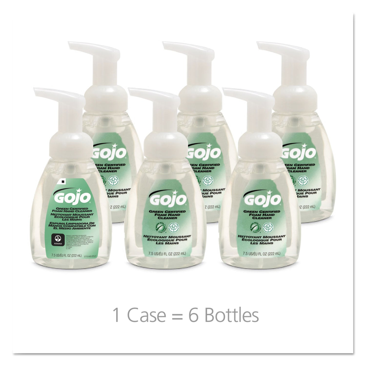 GOJO Green Certified Foam Soap, Fragrance-Free, Clear, 7.5 Oz Pump Bottle - GOJ571506CT