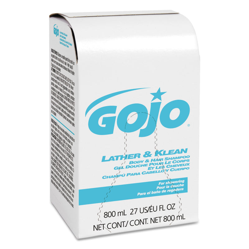 GOJO Lather & Klean Body & Hair Shampoo Refill, Pleasantly Scented, 800 Ml, 12/Carton - GOJ912612