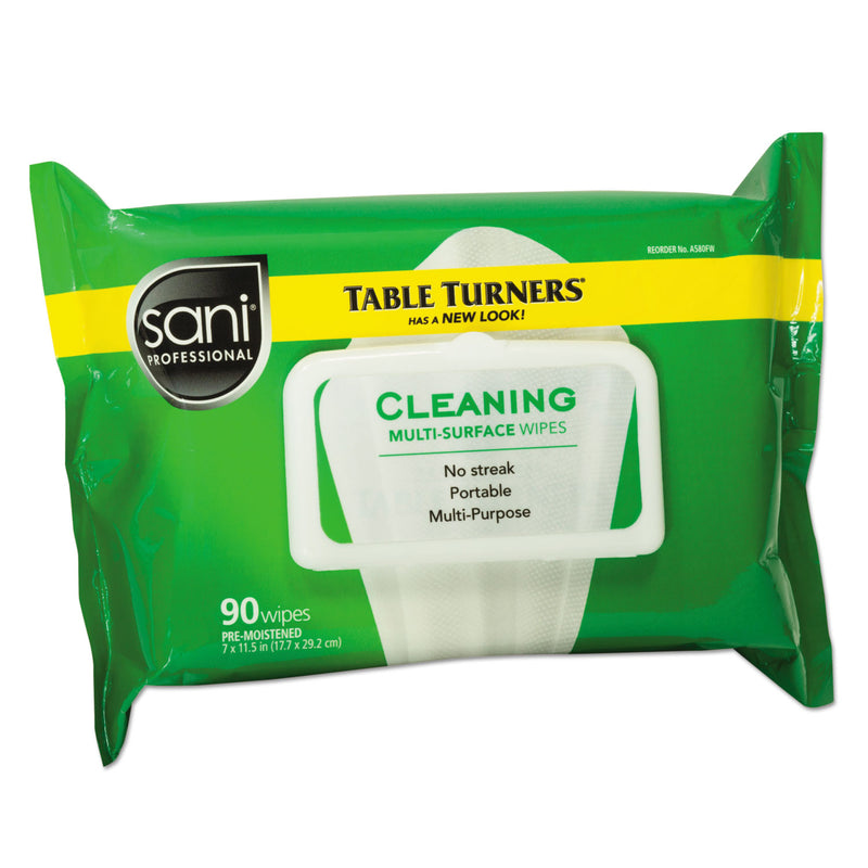 Sani Professional Multi-Surface Cleaning Wipes, 11 1/2 X 7, White, 90 Wipes/Pack, 12 Packs/Carton - NICA580FW