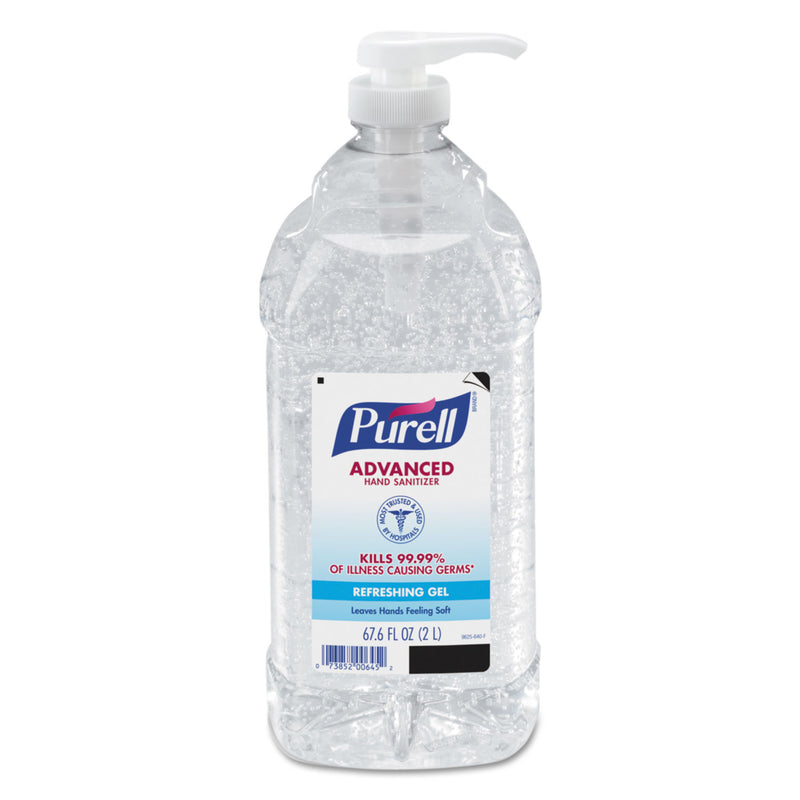 Purell Advanced Hand Sanitizer Refreshing Gel, Clean Scent, 2 L Pump Bottle, 4/Carton - GOJ962504CT