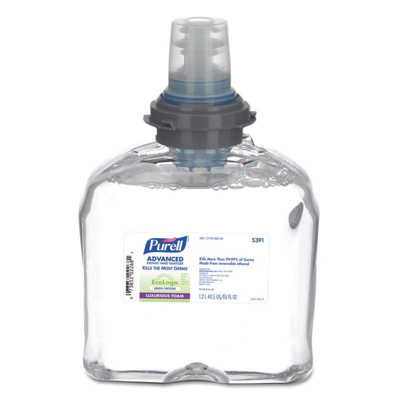 Purell Advanced Hand Sanitizer Green Certified Tfx Foam Refill, 1200 Ml, Clear, 2/Carton - GOJ539102CT