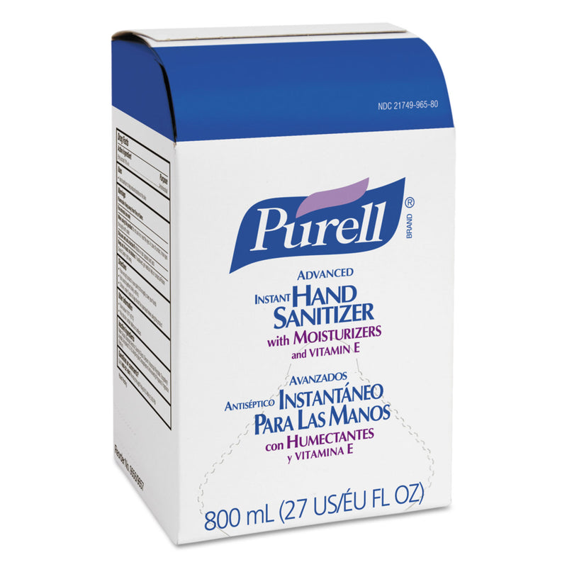 Purell Advanced Hand Sanitizer Gel Refill, Bag-In-Box, 800 Ml, 6/Carton - GOJ965606CT