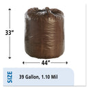 Envision Controlled Life-Cycle Plastic Trash Bags, 39 Gal, 1.1 Mil, 33" X 44", Brown, 40/Box - STOG3344B11