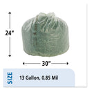 Envision Ecosafe-6400 Bags, 13 Gal, 0.85 Mil, 24" X 30", Green, 45/Box - STOE2430E85