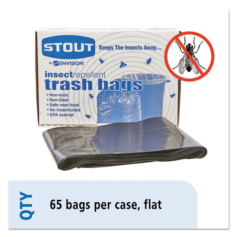 Envision Insect-Repellent Trash Bags, 55 Gal, 2 Mil, 37" X 52", Black, 65/Box - STOP3752K20