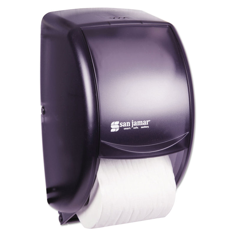 San Jamar Duett Standard Bath Tissue Dispenser, 2 Roll, 7 1/2W X 7D X 12 3/4H, Black Pearl - SJMR3500TBK
