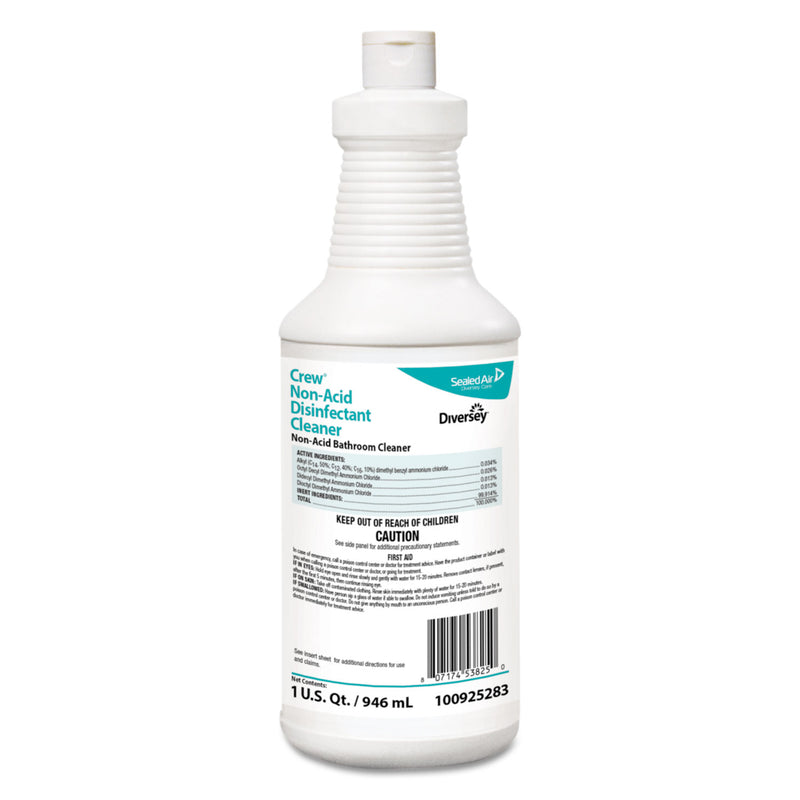 Diversey Crew Neutral Non-Acid Bowl & Bathroom Disinfectant, 32 Oz Squeeze Bottle, 12/Ct - DVO100925283