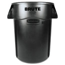 Rubbermaid Brute Vented Trash Receptacle, Round, 44 Gal, Black - RCP264360BK