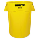 Rubbermaid Brute Vented Trash Receptacle, Round, 44 Gal, Yellow - RCP264360YEL