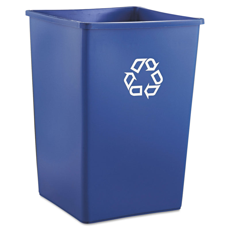 Rubbermaid Recycling Container, Square, Plastic, 35 Gal, Blue - RCP395873BLU