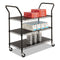 Safco Wire Utility Cart, Three-Shelf, 43.75W X 19.25D X 40.5H, Black - SAF5338BL