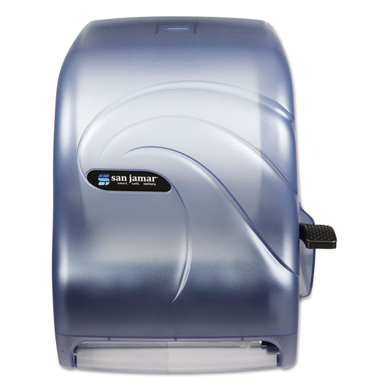 San Jamar Lever Roll Towel Dispenser, Oceans, Arctic Blue, 16 3/4 X 10 X 12 - SJMT1190TBL