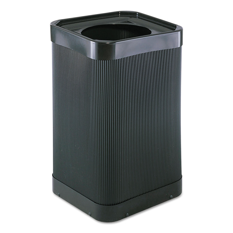 Safco At-Your Disposal Top-Open Waste Receptacle, Square, Polyethylene, 38 Gal, Black - SAF9790BL