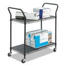 Safco Wire Utility Cart, Two-Shelf, 43.75W X 19.25D X 40.5H, Black - SAF5337BL