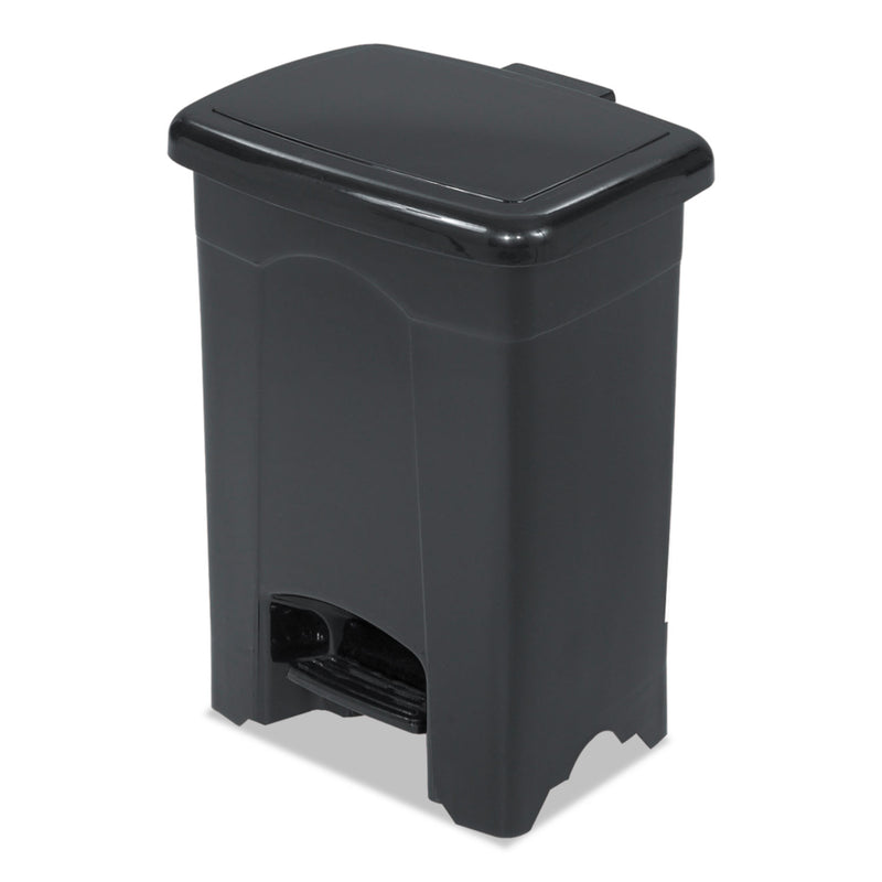 Safco Step-On Receptacle, Rectangular, Plastic, 4 Gal, Black - SAF9710BL