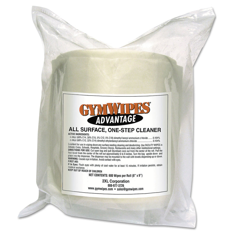 2XL Gym Wipes Advantage, 6 X 8, White, Unscented, 900/Roll, 4 Rolls/Ct - TXLL36R