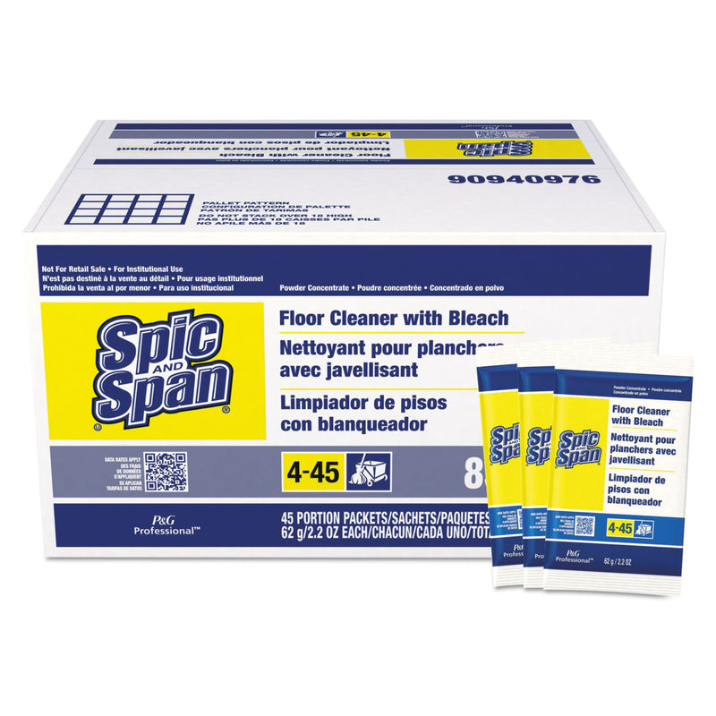 Spic and Span Bleach Floor Cleaner Packets, 2.2Oz Packets, 45/Carton - PGC02010