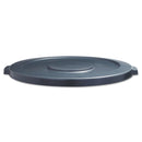Boardwalk Lids For 44 Gal Waste Receptacles, Flat-Top, Round, Plastic Gray - BWK44GLWRLIDGRA