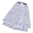 Rubbermaid Super Stitch Finish Mops, Cotton/Synthetic, White, Medium, 1-In. Blue Headband - RCPD512