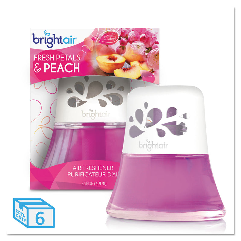 Bright Air Scented Oil Air Freshener Diffuser, Fresh Petals And Peach, Pink, 2.5 Oz, 6/Carton - BRI900134CT