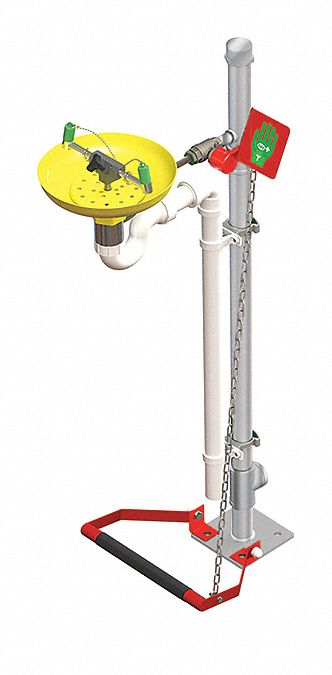 Hughes Eye/Face Wash, Pedestal Mount, Push Handle, Assembled, ABS Plastic - 75GP