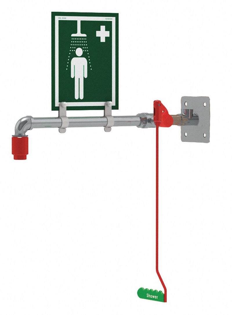 Hughes Emergency Shower, Wall Mount, Plastic, 2 3/4 in x 2 in Head Dia. - 23GH