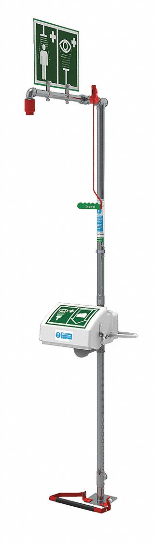 Hughes Shower with Eye/Face Wash, Floor Mount, ABS Plastic, Assembled - 18G45GT