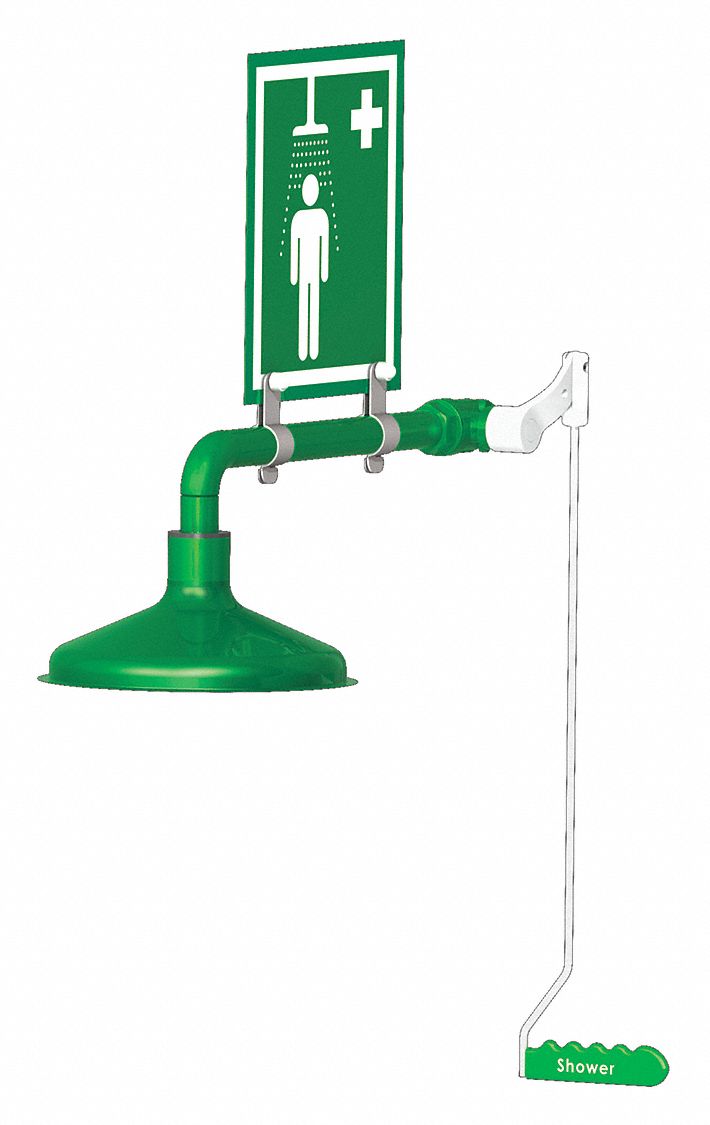 Hughes Emergency Shower, Wall Mount, Plastic, 2 3/4 in x 2 in Head Dia. - L23GS
