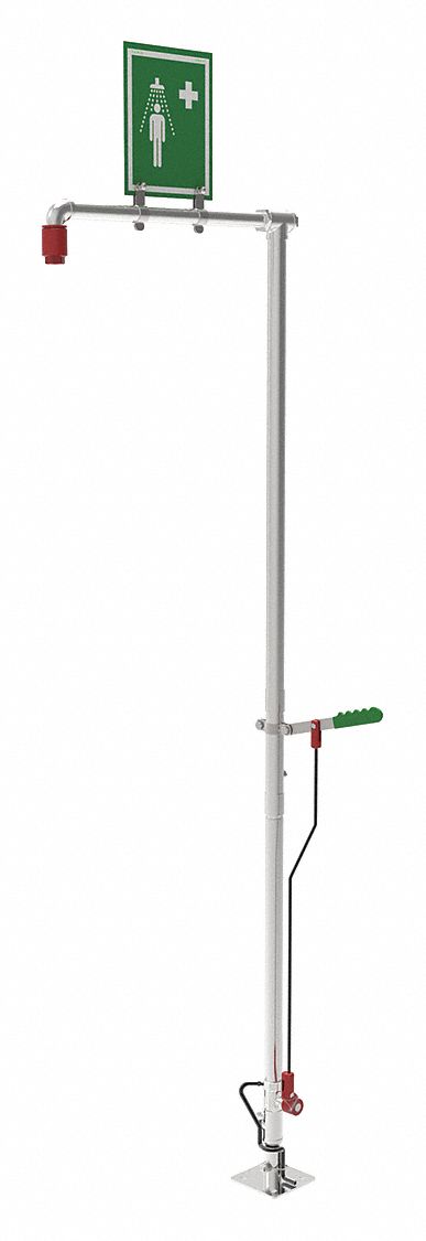 Hughes Emergency Shower, Floor Mount, Plastic, 2 3/4 in x 2 in Head Dia. - SD18G