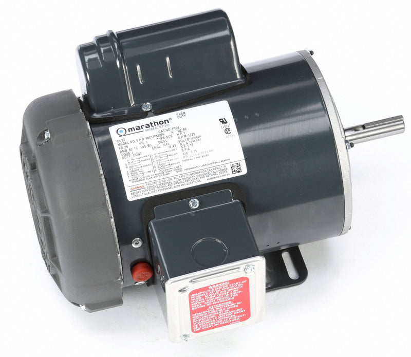 Marathon Motors 1 HP High Torque Farm Duty Motor,Capacitor-Start,1725 Nameplate RPM,115/208-230 Voltage,Frame 56 - 056C17F5327