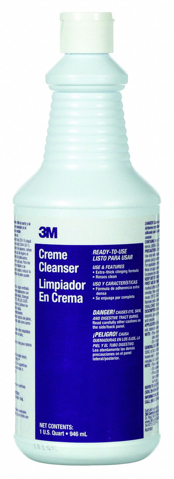 3M Bathroom Cleaner, 1 qt. Cleaner Container Size, Bottle Cleaner Container Type - 59818