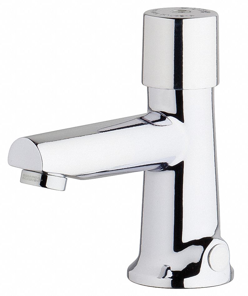 Chicago Faucets Chrome, Straight, Bathroom Sink Faucet, Manual Faucet Activation, 0.5 gpm - 3501-E2805ABCP