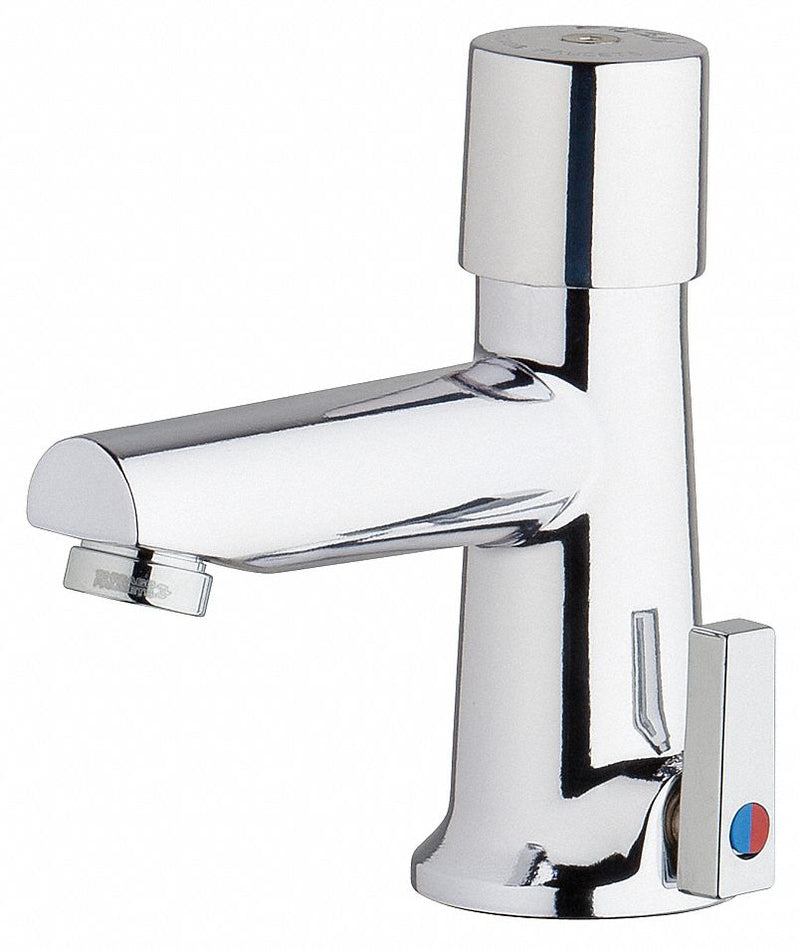 Chicago Faucets Chrome, Straight, Bathroom Sink Faucet, Manual Faucet Activation, 0.5 gpm - 3502-E2805ABCP